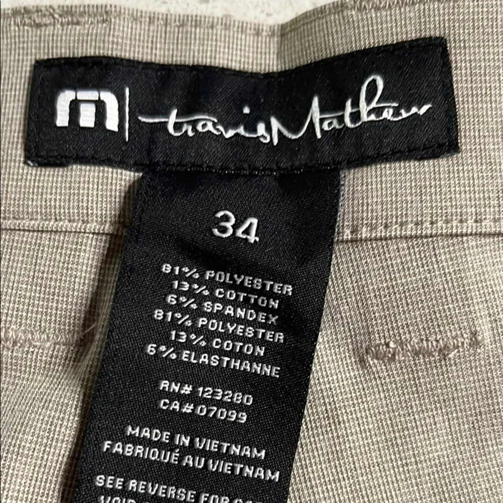Travis Mathew Gray Flat Front Golf Shorts Size 34